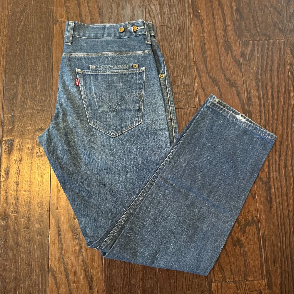 Rare Levi's 511 Skinny Jeans Mens 36x34 Two Horse Brand Adjustable 9 Pocket